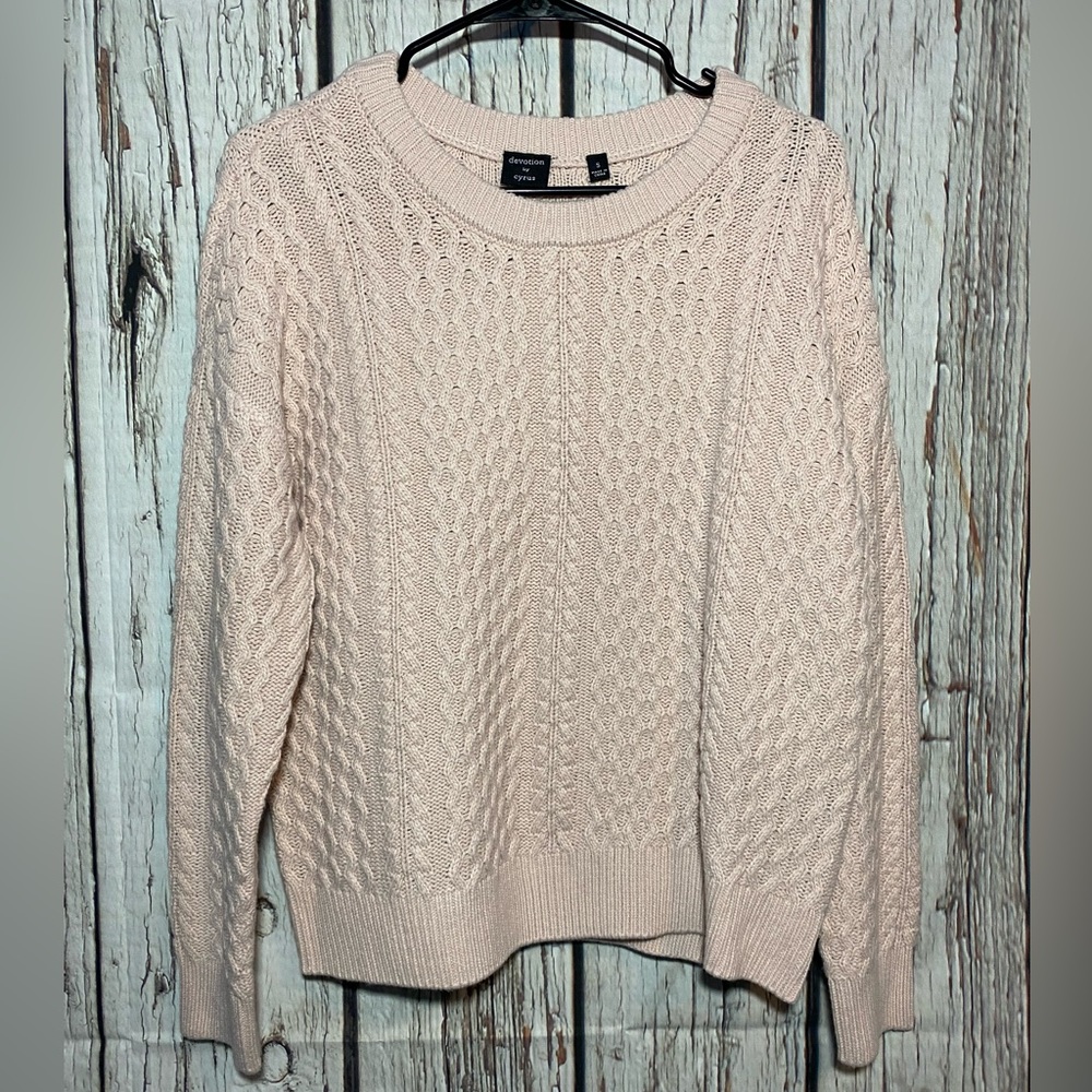 NEW Soft Pink Devotion by Cyrus Cable Knit Sweater